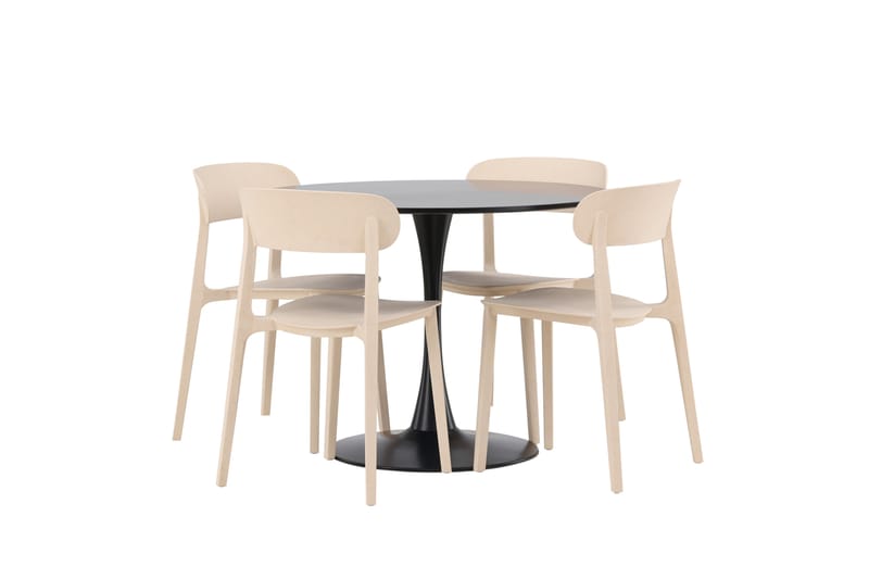 Glade Spisegruppe 100 cm Rund med 4 Åstol Stoler - Beige - Møbler - Bord - Spisegruppe