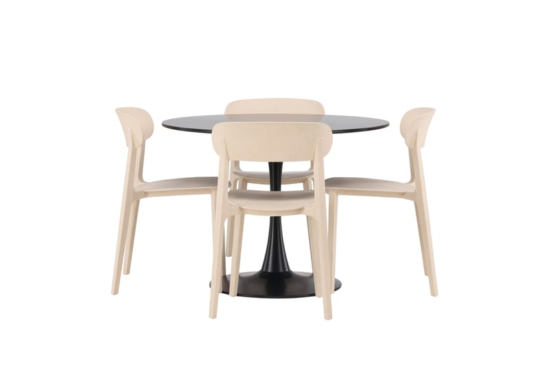 Glade Spisegruppe 100 cm Rund med 4 Åstol Stoler - Beige - Møbler - Bord - Spisegruppe