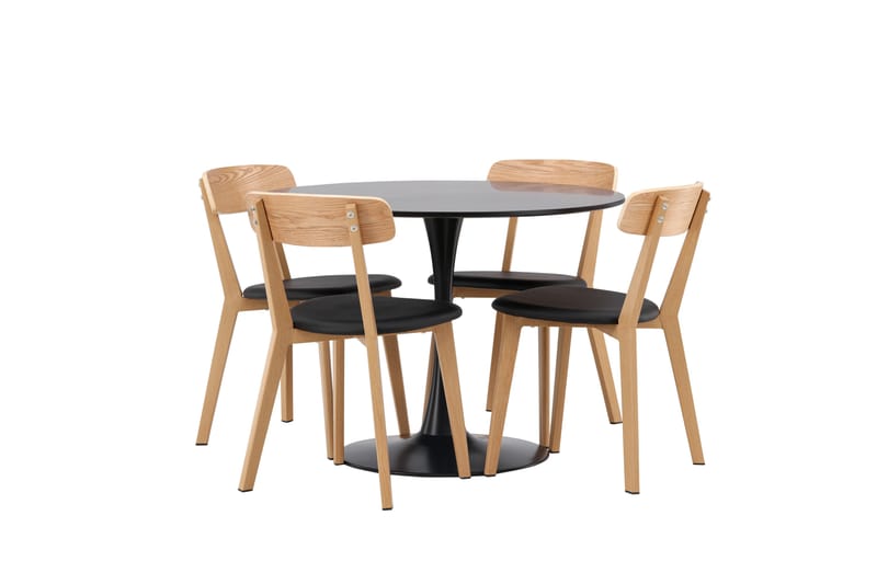 Glade Spisegruppe 100 cm Rund med 4 Sanjos Stoler - Sort - Møbler - Bord - Spisegruppe