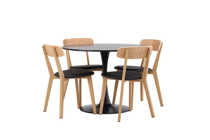 Glade Spisegruppe 100 cm Rund med 4 Sanjos Stoler - Sort - Møbler - Bord - Spisegruppe