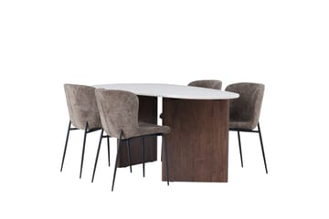 Grönvik Spisegruppe 180 cm Oval med 4 Modesto Stoler - Mocca - Møbler - Bord - Spisegruppe