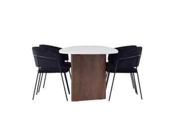 Grönvik Spisegruppe 180 cm Oval med 4 Selma Stoler - Mocca - Møbler - Bord - Spisegruppe