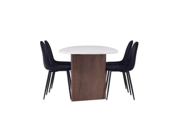 Grönvik Spisegruppe 180 cm Oval med 4 Polar Stoler - Mocca - Møbler - Bord - Spisegruppe