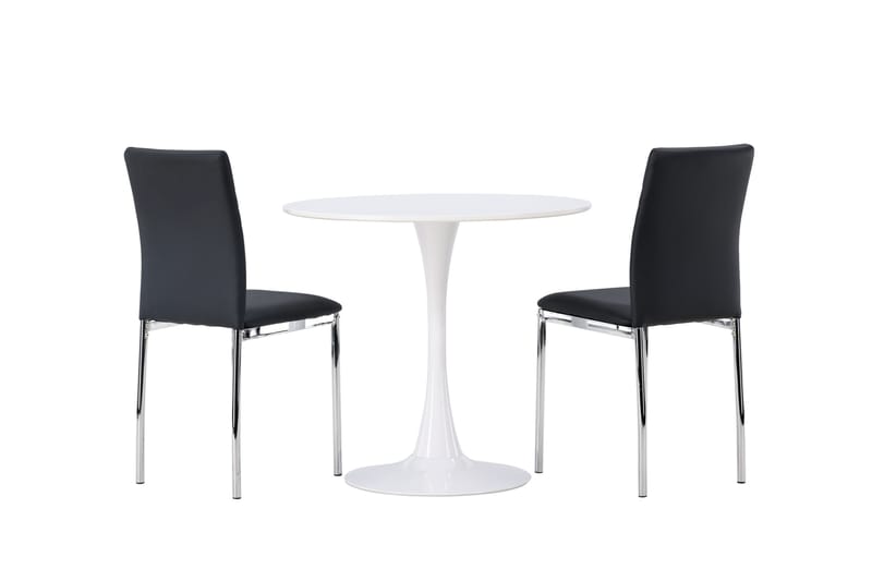 Hamden Spisegruppe 80 cm Rund med 2 Lily Stoler - Svart - Møbler - Bord - Spisegruppe