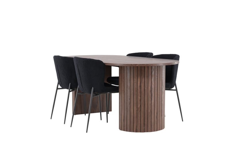 Härön Spisegruppe 200 cm Oval med 4 Modesto stoler - Mocca/Sort - Møbler - Bord - Spisegruppe