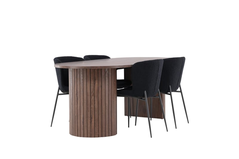 Härön Spisegruppe 200 cm Oval med 4 Modesto stoler - Mocca/Sort - Møbler - Bord - Spisegruppe