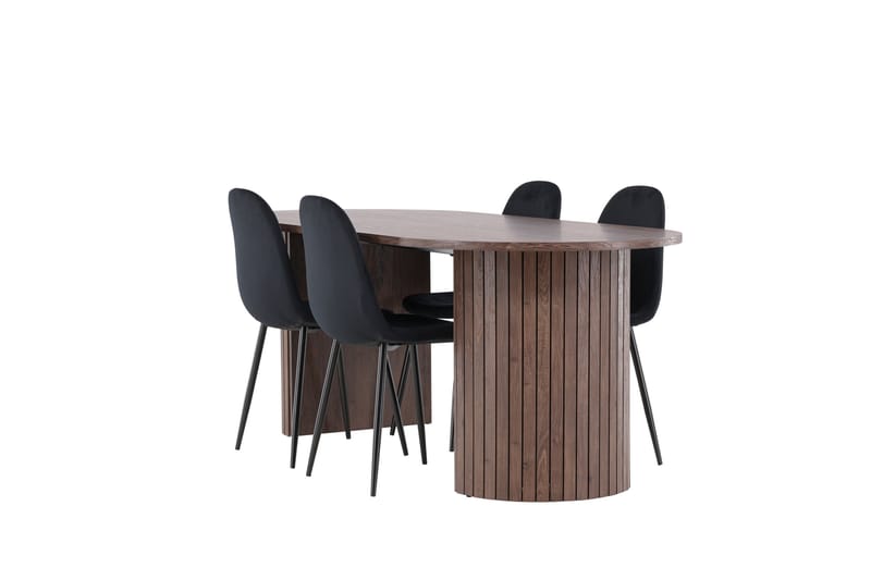 Härön Spisegruppe 200 cm Oval med 4 Polar stoler - Mocca/Sort - Møbler - Bord - Spisegruppe