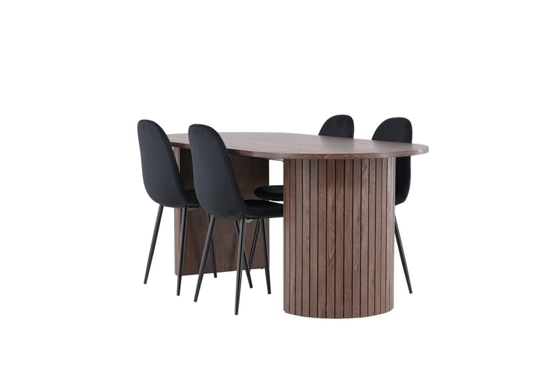 Härön Spisegruppe 200 cm Oval med 4 Polar stoler - Mocca/Sort - Møbler - Bord - Spisegruppe