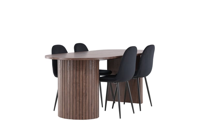 Härön Spisegruppe 200 cm Oval med 4 Polar stoler - Mocca/Sort - Møbler - Bord - Spisegruppe