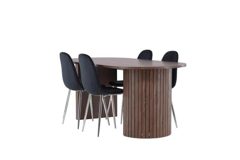 Härön Spisegruppe 200 cm Oval med 4 Polar stoler - Mocca/Sort - Møbler - Bord - Spisegruppe