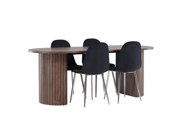 Härön Spisegruppe 200 cm Oval med 4 Polar stoler - Mocca/Sort - Møbler - Bord - Spisegruppe