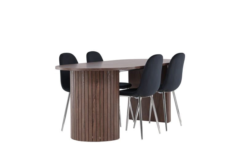 Härön Spisegruppe 200 cm Oval med 4 Polar stoler - Mocca/Sort - Møbler - Bord - Spisegruppe