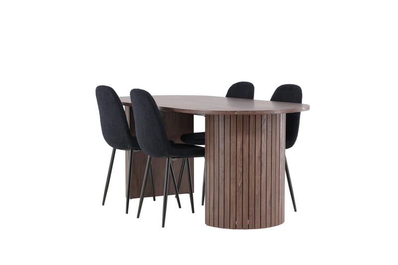 Härön Spisegruppe 200 cm Oval med 4 Polar stoler - Mocca/Sort - Møbler - Bord - Spisegruppe