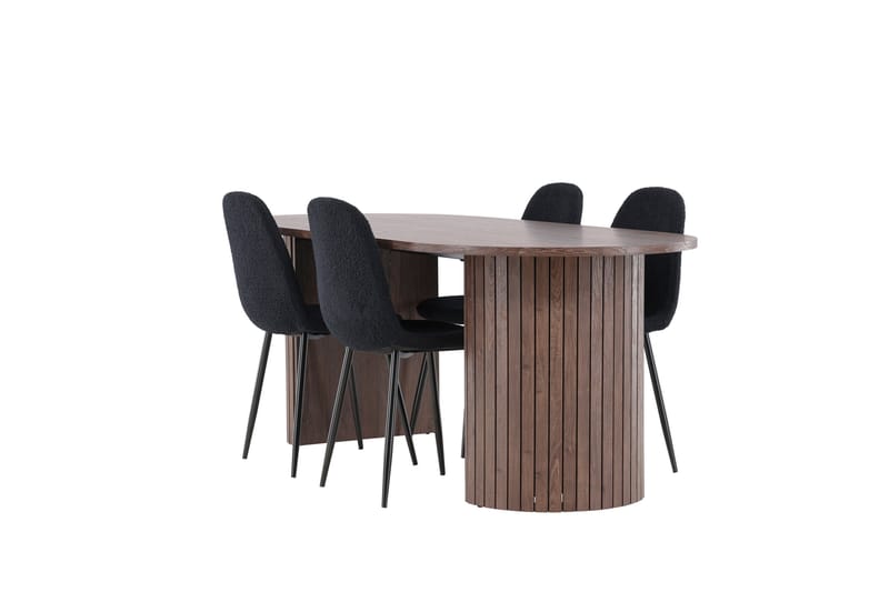 Härön Spisegruppe 200 cm Oval med 4 Polar stoler - Mocca/Sort - Møbler - Bord - Spisegruppe