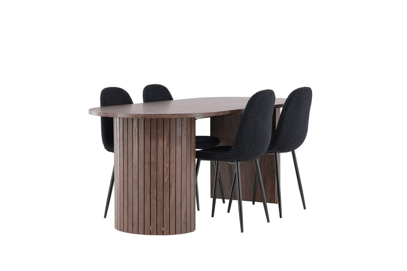 Härön Spisegruppe 200 cm Oval med 4 Polar stoler - Mocca/Sort - Møbler - Bord - Spisegruppe