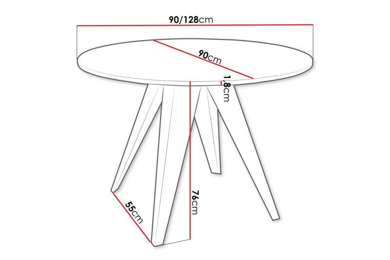 Hoban Spisebord 128 cm - Svart/Hvit - Møbler - Bord - Spisebord & kjøkkenbord