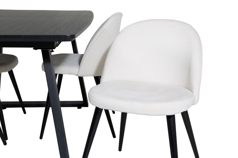 Inca Spisegruppe Forlengningsbar 160 cm Rektangulær med 4 Velvet Stoler - Beige - Møbler - Bord - Spisegruppe