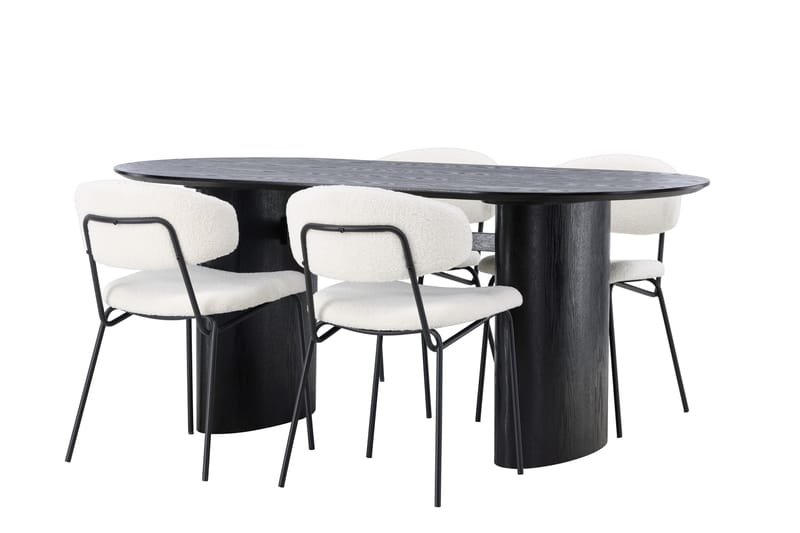 Isolde Matgruppe 180 cm Oval med 4 Chico Stoler - Sort - Møbler - Bord - Spisegruppe