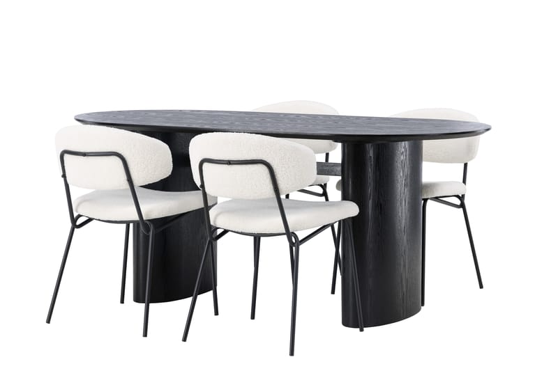 Isolde Matgruppe 180 cm Oval med 4 Chico Stoler - Sort - Møbler - Bord - Spisegruppe