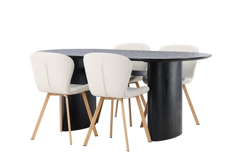 Isolde Matgruppe 180 cm Oval med 4 Lilja Stoler - Sort - Møbler - Bord - Spisegruppe