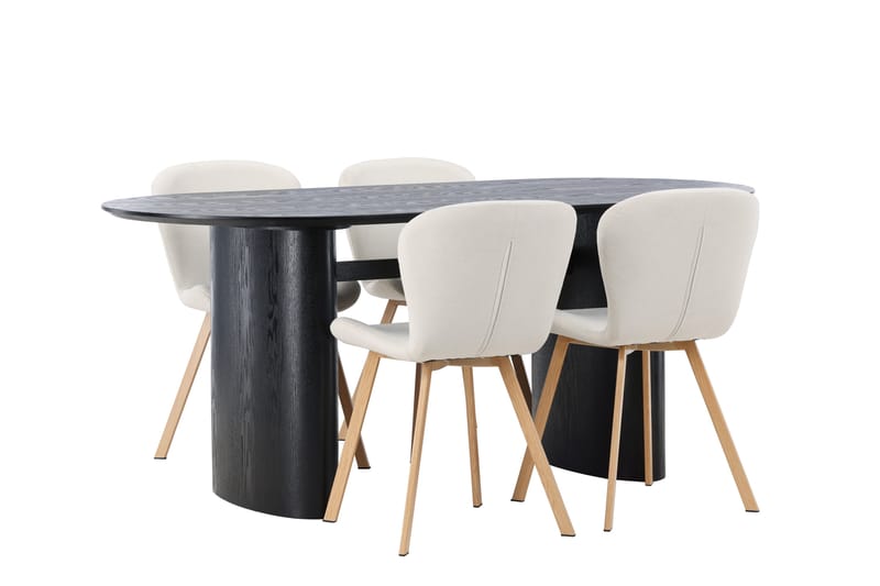 Isolde Matgruppe 180 cm Oval med 4 Lilja Stoler - Sort - Møbler - Bord - Spisegruppe