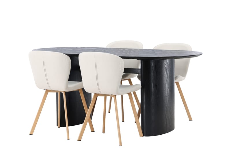 Isolde Matgruppe 180 cm Oval med 4 Lilja Stoler - Sort - Møbler - Bord - Spisegruppe