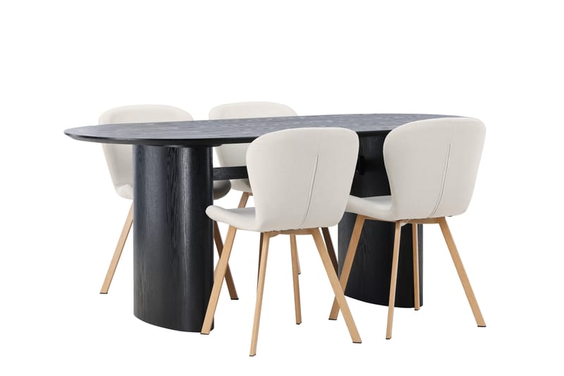 Isolde Matgruppe 180 cm Oval med 4 Lilja Stoler - Sort - Møbler - Bord - Spisegruppe