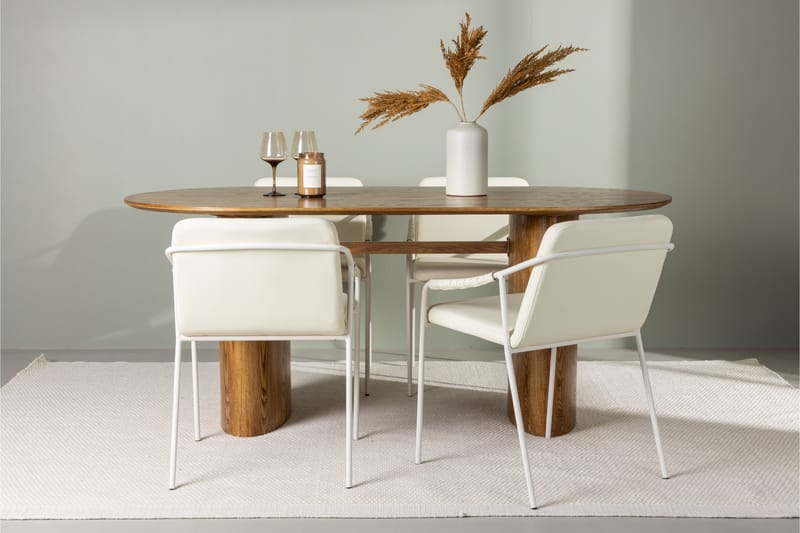 Isolde Matgruppe 180 cm Oval med 4 Tvist Stoler - Beige - Møbler - Bord - Spisegruppe