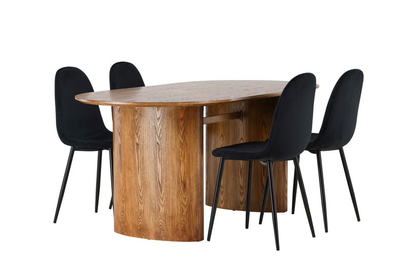 Isolde Matgruppe 180 cm Oval med 4 Polar Stoler - Sort - Møbler - Bord - Spisegruppe