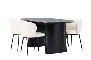 Isolde Spisegruppe 180 cm Oval med 4 Edina Stoler - Svart - Møbler - Bord - Spisegruppe