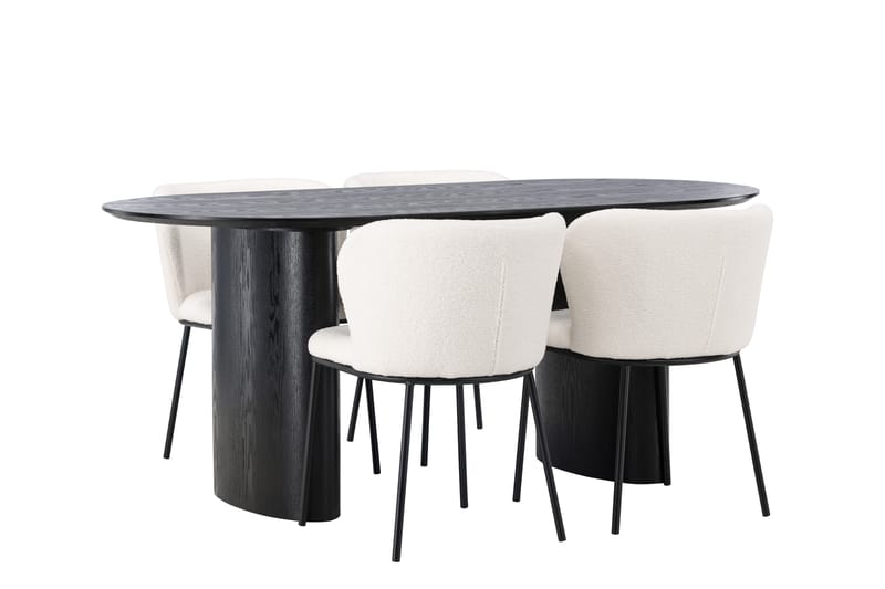 Isolde Spisegruppe 180 cm Oval med 4 Edina Stoler - Svart - Møbler - Bord - Spisegruppe