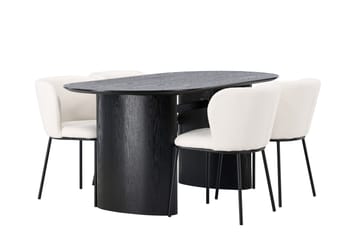 Isolde Spisegruppe 180 cm Oval med 4 Edina Stoler - Svart - Møbler - Bord - Spisegruppe