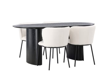 Isolde Spisegruppe 180 cm Oval med 4 Edina Stoler - Svart - Møbler - Bord - Spisegruppe