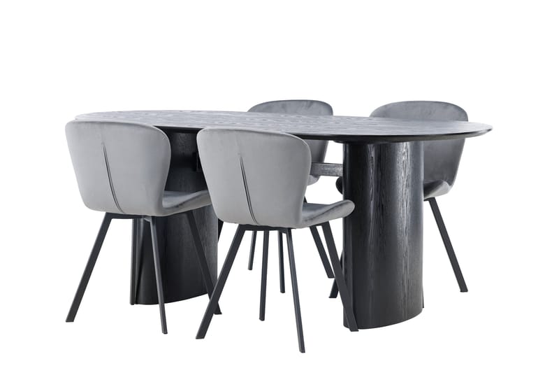 Isolde Spisegruppe 180 cm Oval med 4 Lilja Stoler - Sort - Møbler - Bord - Spisegruppe