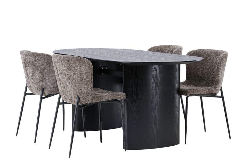 Isolde Spisegruppe 180 cm Oval med 4 Modesto Stoler - Sort - Møbler - Bord - Spisegruppe