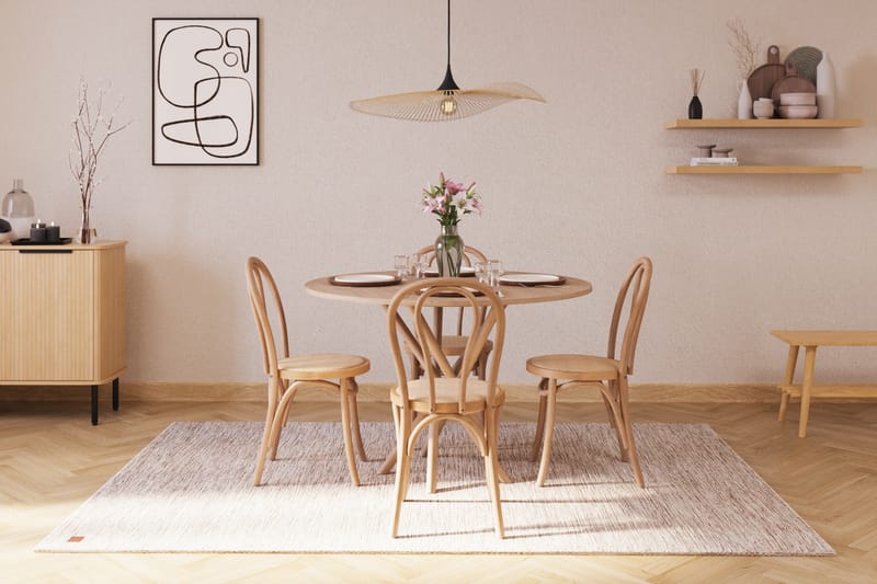 Karyk Matgruppe 120 cm Rund med 4 Hembrug Spisestol - Natur - Møbler - Bord - Spisegruppe