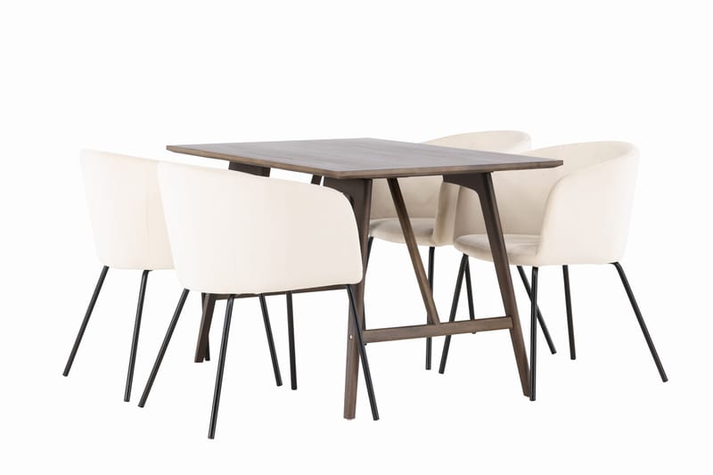 Kaseidon Spisegruppe 120 cm Rektangulær med 4 Berit Stoler - Beige - Møbler - Bord - Spisegruppe