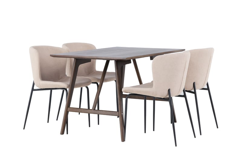 Kaseidon Spisegruppe 120 cm Rektangulær med 4 Modesto Stoler - Beige - Møbler - Bord - Spisegruppe