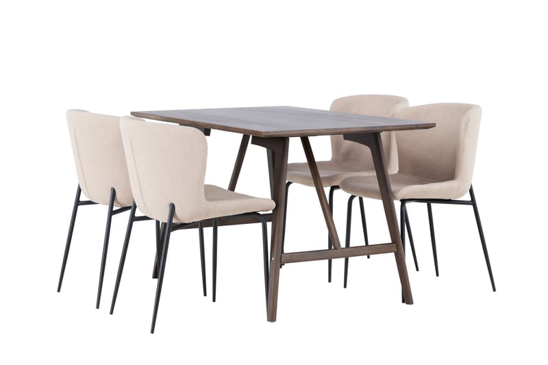 Kaseidon Spisegruppe 120 cm Rektangulær med 4 Modesto Stoler - Beige - Møbler - Bord - Spisegruppe