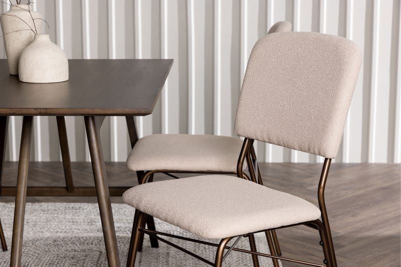 Kaseidon Spisegruppe 120 cm Rektangulær med 4 Seda Stoler - Beige - Møbler - Bord - Spisegruppe