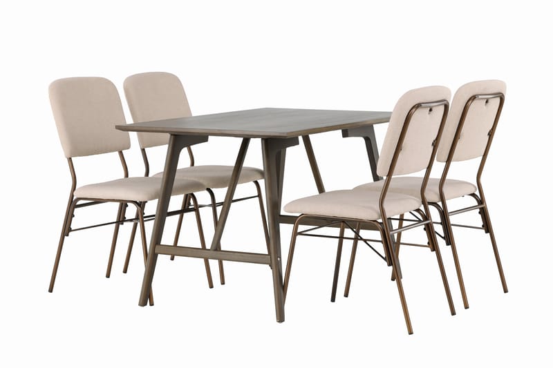 Kaseidon Spisegruppe 120 cm Rektangulær med 4 Seda Stoler - Beige - Møbler - Bord - Spisegruppe