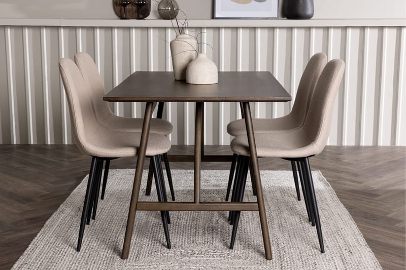 Kaseidon Spisegruppe 120 cm Rektangulær med 4 Polar Stoler - Beige - Møbler - Bord - Spisegruppe