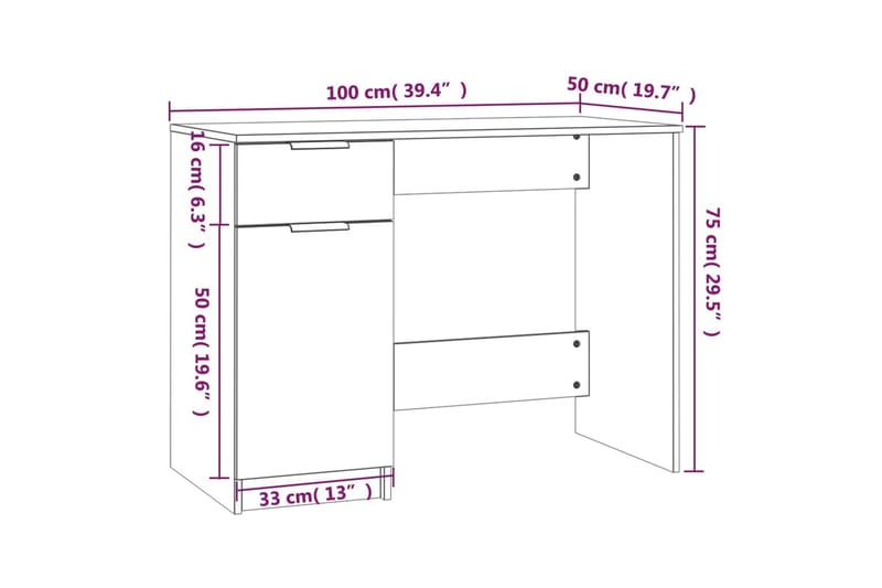 beBasic Skrivebordskap betonggrå 100x50x75 cm konstruert tre - GrÃ¥ - Møbler - Bord - Kontorbord - Skrivebord