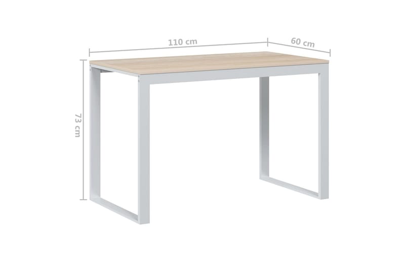 Databord hvit og eik 110x60x73 cm sponplate - Brun - Møbler - Bord - Kontorbord - Skrivebord