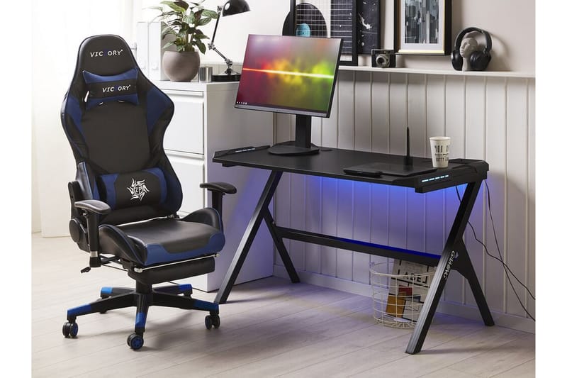 Spillebord Lynnfield 120 cm med LED-belysning - Svart - Møbler - Bord - Kontorbord - Gamingbord