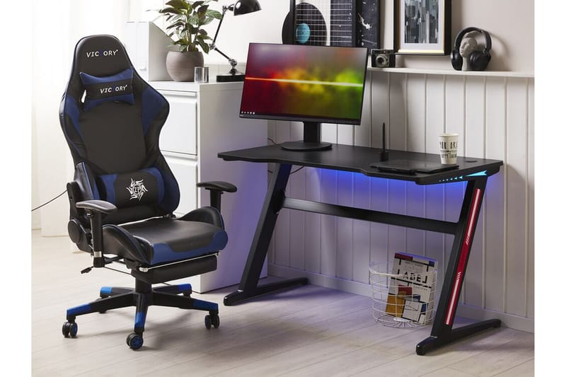 Spillebord Storden 120 cm med LED-belysning - Svart - Møbler - Bord - Kontorbord - Gamingbord