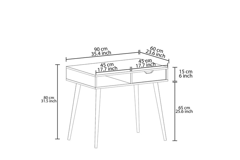 Gerard Skrivebord 60x90 cm - Hvit/Natur - Møbler - Bord - Kontorbord - Skrivebord