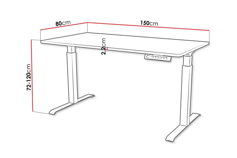 Adrianah Skrivebord 80x150 cm - Brun/Svart - Møbler - Bord - Kontorbord - Skrivebord