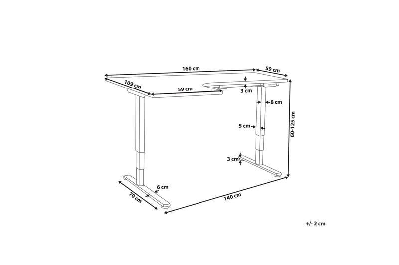 Bina Skrivebord 109x160 cm - Hvit - Møbler - Bord - Kontorbord - Skrivebord