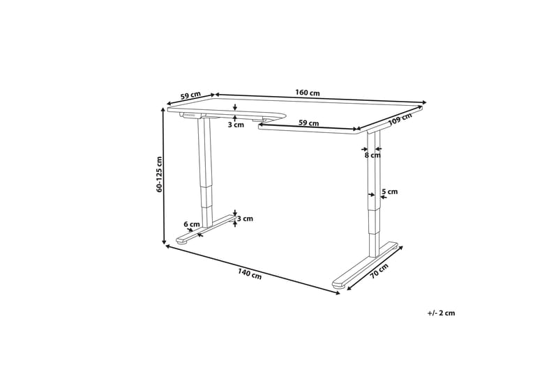 Bina Skrivebord 109x160 cm - Hvit - Møbler - Bord - Kontorbord - Skrivebord